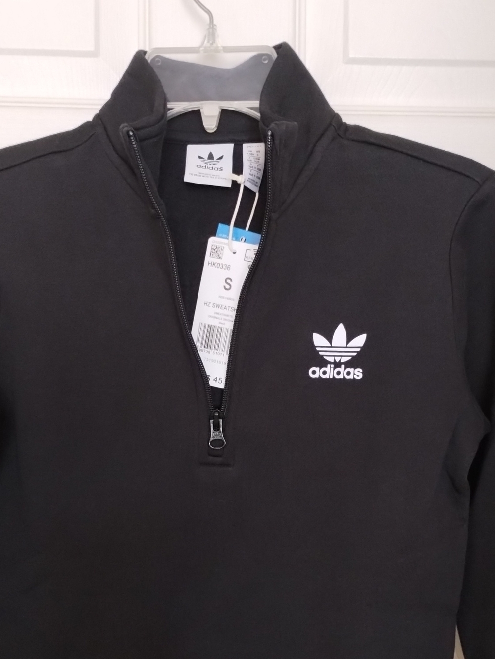 NWT Adidas Youth Size Small Black Quarter-Zip Sweatshirt